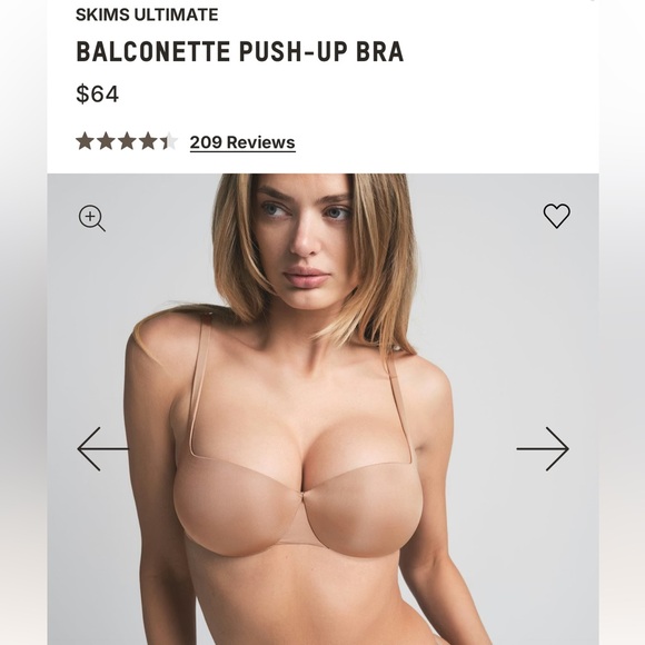 NWT $64 SKIMS Clay Ultimate Push-Up Balconette Bra